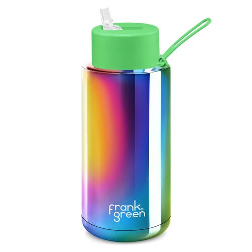 frank green 34oz Limited Edition Bottle With Neon Green Straw Lid